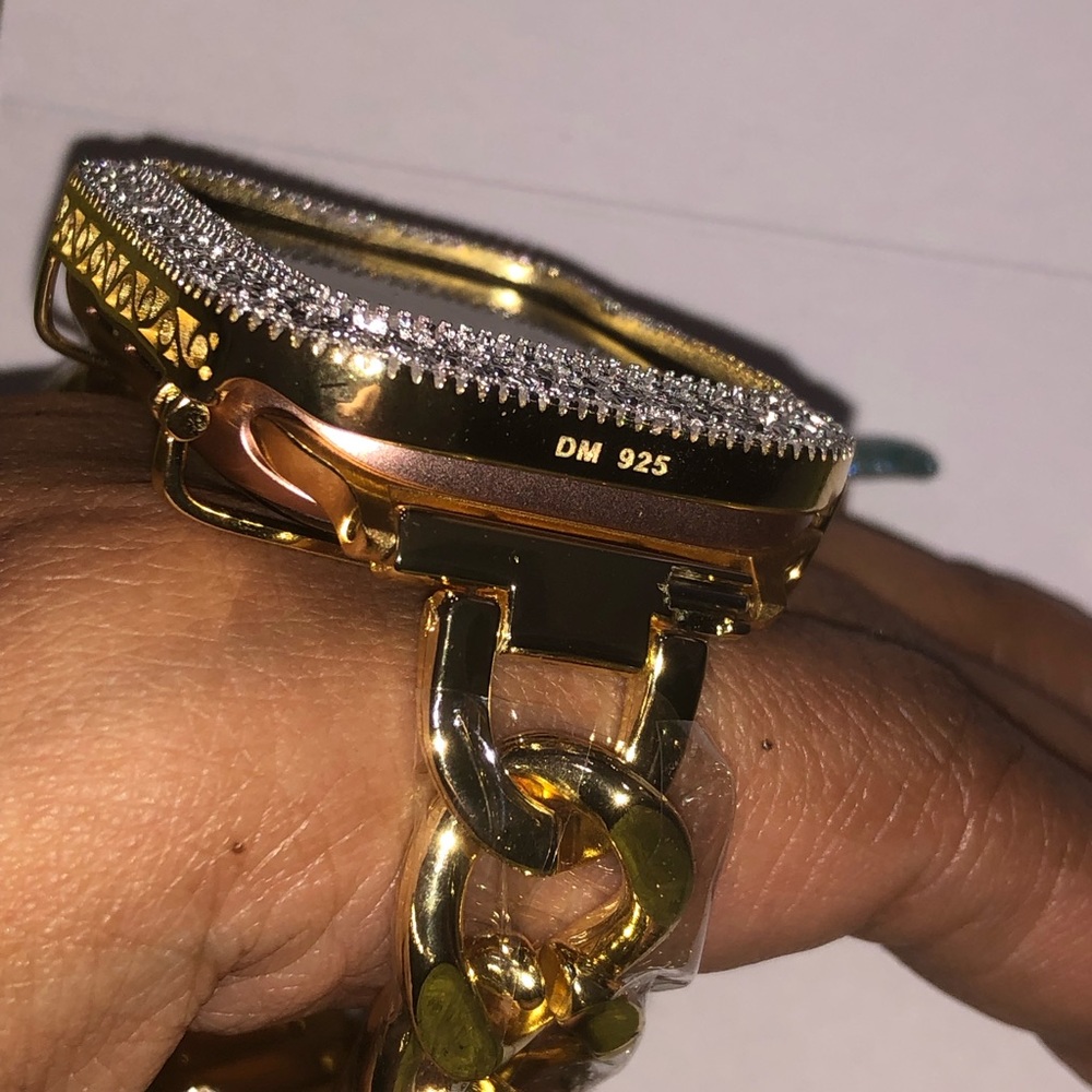 10k Gold Vermeil REAL DIAMOND Apple Watch bezel NOT CZ NOT Fake Free appraisal! - Picture 6 of 10